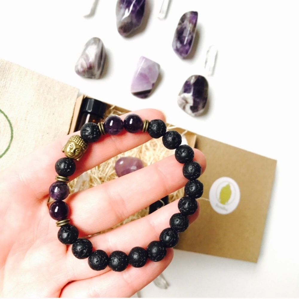 Amethyst & Lava Stone Aromatherapy Mala Bracelet